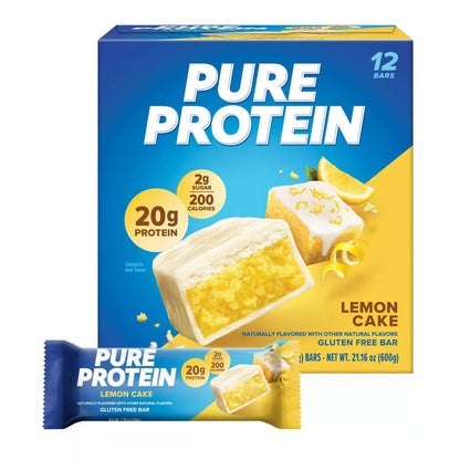 Pure Protein 20G Protein Bar - Lemon Cake - 12Ct: Non-Gmo, Chewy Snack with Milk Protein, Ready to Eat, 20G Protein per Bar