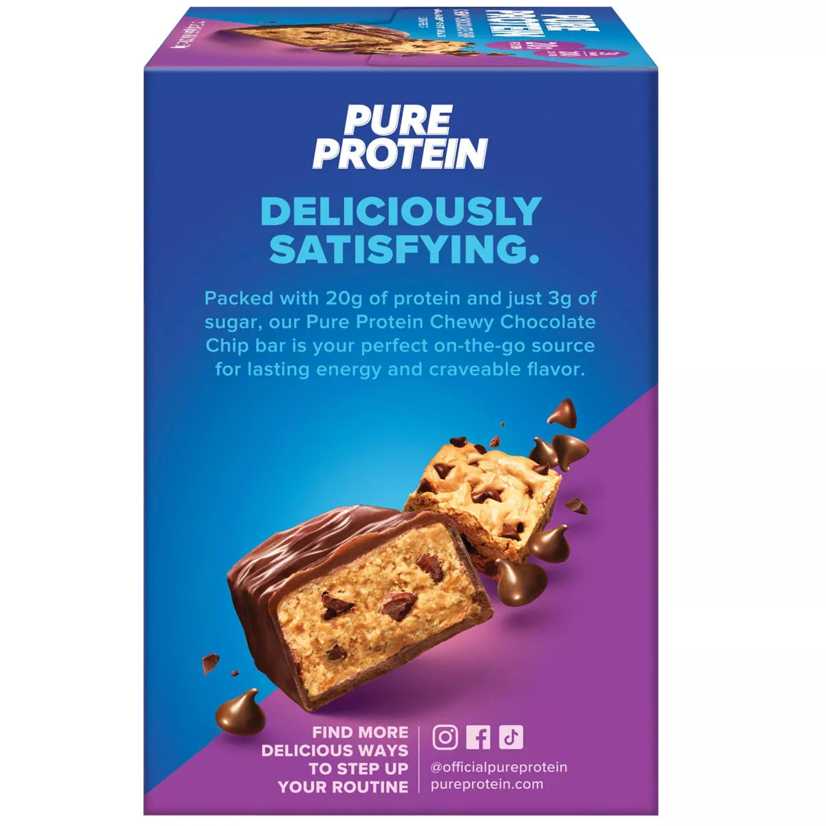 Pure Protein Chewy Chocolate Chip Whey Protein Isolate Bars - 20G Protein - 21.16Oz/12Ct