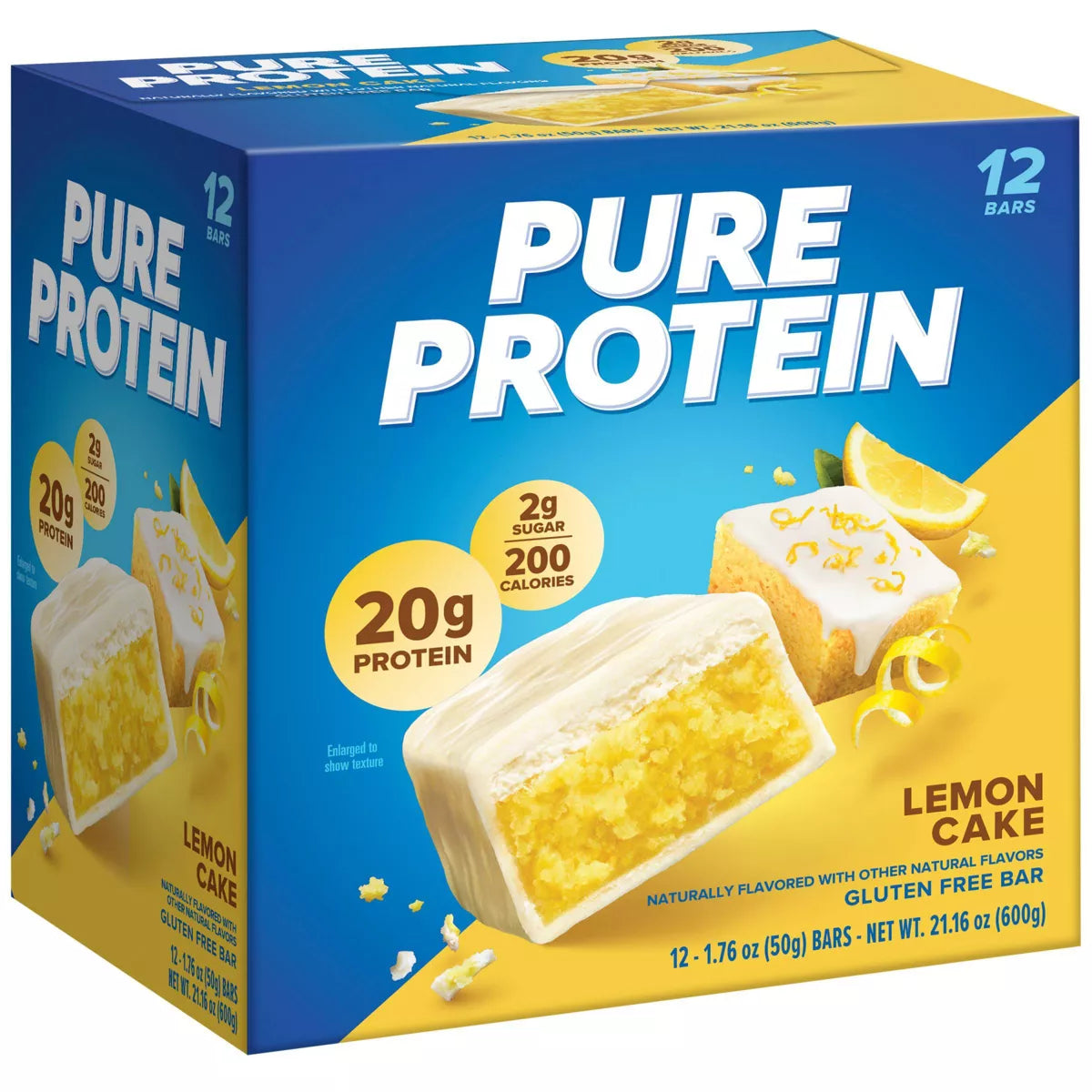 Pure Protein 20G Protein Bar - Lemon Cake - 12Ct: Non-Gmo, Chewy Snack with Milk Protein, Ready to Eat, 20G Protein per Bar