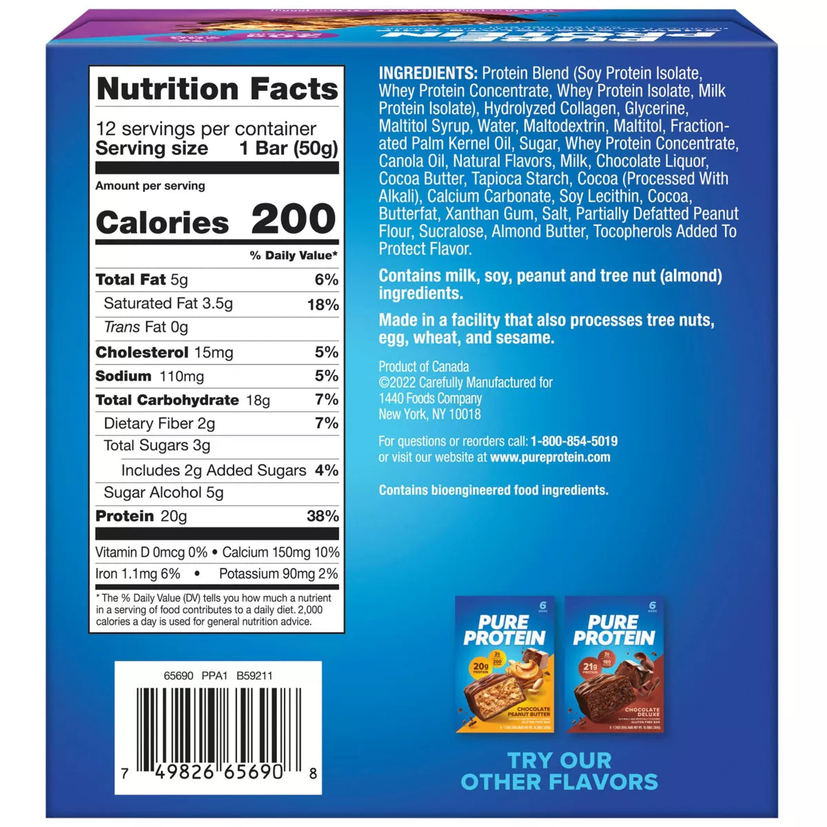 Pure Protein Chewy Chocolate Chip Whey Protein Isolate Bars - 20G Protein - 21.16Oz/12Ct