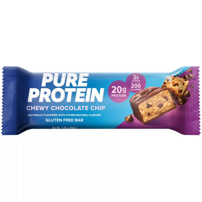 Pure Protein Chewy Chocolate Chip Whey Protein Isolate Bars - 20G Protein - 21.16Oz/12Ct